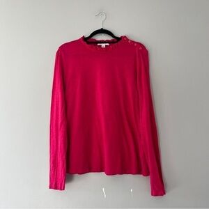NWT new Anthropologie stateside ruffle collar button long sleeve top medium pink